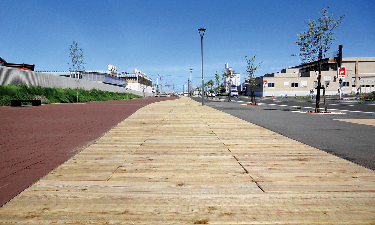 からまつACQ枕木舗装（釧路町交流プロムナード）