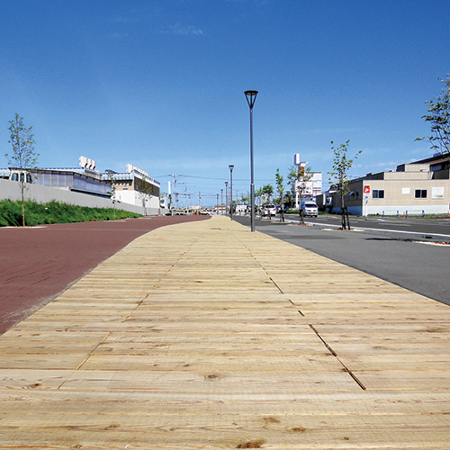 からまつACQ枕木舗装（釧路町交流プロムナード）